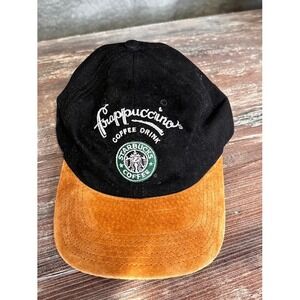 Starbucks Frappuccino Coffee Drink Black Orange Baseball Cap One Size USA Made